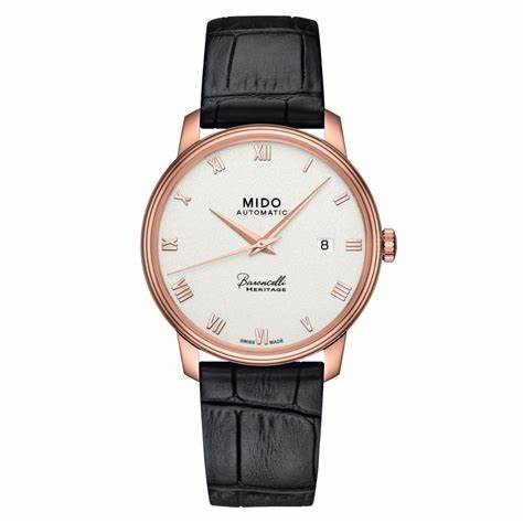 Mido Baroncelli III M027.407.36.013.00 Orologio automatico da uomo - Quadrante bianco, cinturino in pelle nera