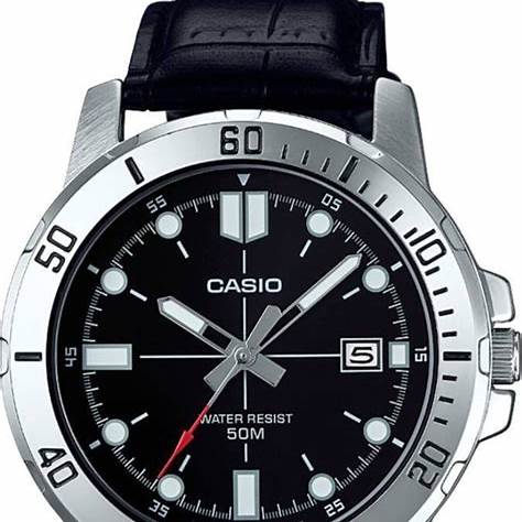 Reloj para hombre Casio MTP-VD01L-1CVUDF - Esfera negra, correa de cuero