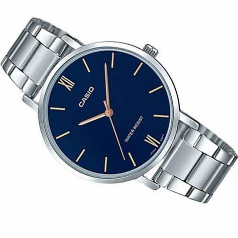 Casio LTP-VT01D-2BUDF Damen Edelstahlarmbanduhr – Blaues Zifferblatt