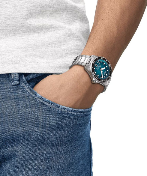 TISSOTTissot Seastar 1000 Powermatic 80 T120.807.11.091.00 Men's 40mm Automatic Dive Watch – Gradient Turquoise - Black Dial, Stainless Steel Bracelet, 300m Water ResistanceWATCHESEcecile