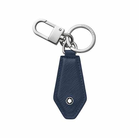 Montblanc Sartorial Portachiavi a forma di diamante 131739 - Pelle blu inchiostro, doppia possibilità di attacco