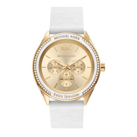 Michael Kors Oversized Jessa MK7267 Women's Watch - Gold-Tone, White Silicone Strap
