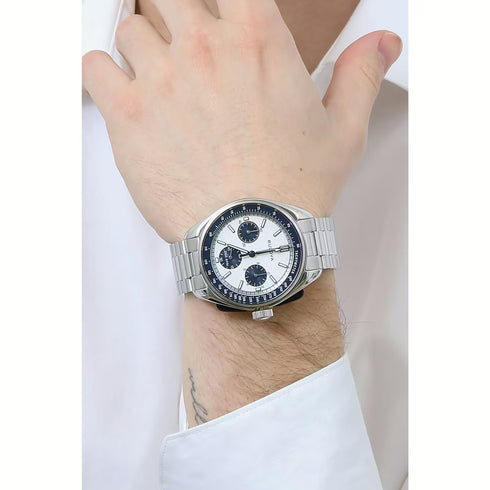 Bulova Lunar Pilot 98A305 Men's Chronograph Watch - White Dial, Stainless Steel Bracelet