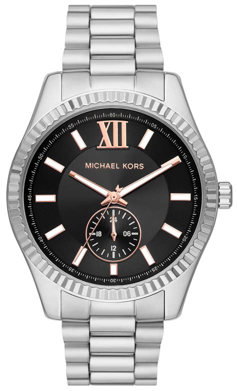 Michael Kors MK9053 Orologio da uomo Everest Chronograph in acciaio e pelle nera