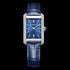 Baume & Mercier Hampton MOA10709 Orologio al quarzo da donna - Cassa in acciaio inossidabile da 35 mm, quadrante blu, lunetta con diamanti incastonati, cinturino in alligatore blu