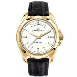 Philip Watch Amalfi R8221218003 Orologio automatico da uomo - Cassa in oro, cinturino in pelle nera