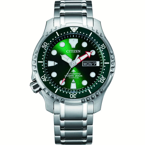 Citizen NY0100-50X Men's Watch - Green Dial, Super Titanium Case and Bracelet