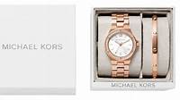 Set regalo orologio e bracciale Michael Kors MK1073SET da donna in tonalità oro rosa - Accenti di cristallo pavé