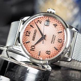 Seiko Presage SRPE47J1 Herren-Automatikuhr - rosa Zifferblatt, limitierte Auflage