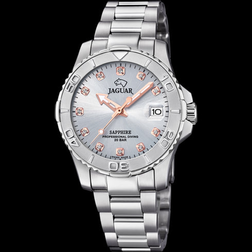 Orologio subacqueo Jaguar Executive J870/2 Donna - Acciaio inossidabile, quadrante argento con cristalli