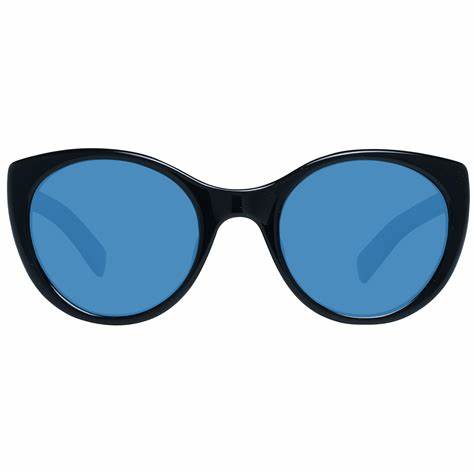 Ermenegildo Zegna Couture ZC0009-F 01V53 Unisex Sunglasses - Black Acetate Frame, Blue Lenses, 53mm