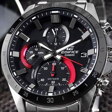 Casio Edifice EFR-571DB-1A1VUEF Men's Chronograph Watch – Black Dial, Stainless Steel Bracelet