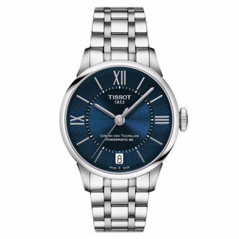 Tissot Chemin des Tourelles Powermatic 80 Reloj Señora - Esfera azul, Brazalete acero