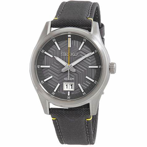 Seiko SUR543P1 Herren-Quarzuhr - Graues Zifferblatt, Datumsanzeige, Nylonarmband