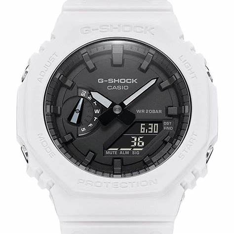 Casio G-Shock GA-2100-7AER Men's Watch – White Resin Band, Carbon Core Guard Structure