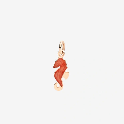 DoDo Seahorse Charm DMC4006SEAHSEPA9R – 9K Rose Gold & Orange Enamel