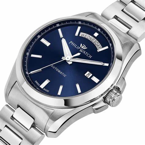 Philip Watch Amalfi R8223218005 Orologio automatico da uomo - Cassa in acciaio inossidabile 43 mm, quadrante blu