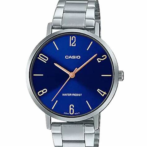 Casio LTP-VT01D-2B2UDF Damen Edelstahlarmbanduhr – Blaues Zifferblatt