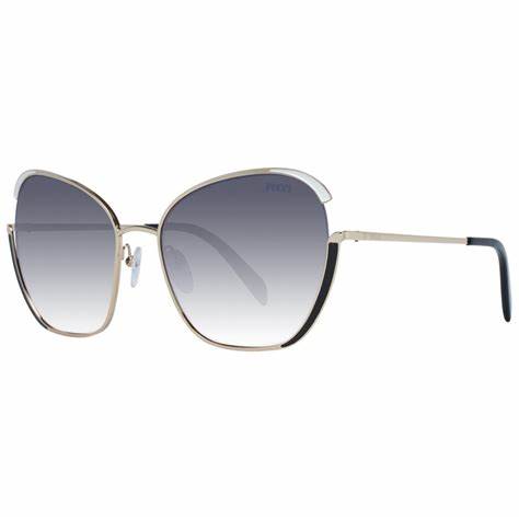 Emilio Pucci EP0131 5828B Women's Butterfly Sunglasses – Gold Metal Frame, Gray Gradient Lenses, Ø 58mm