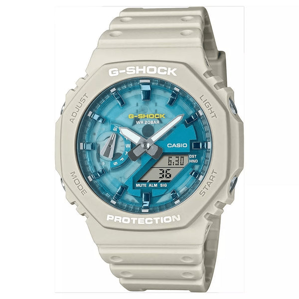 CASIO G - SHOCKCasio G - Shock GA - 2100AS - 5AER Men's Watch – 45.4mm Beige Carbon Core Guard, Blue Dial, Analog - Digital Display, 200M Water ResistanceWATCHESEcecile