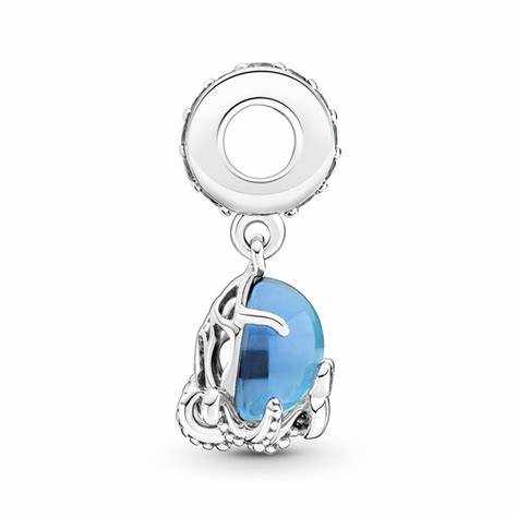 Pandora 791694C01 Charm penzolante "Octopus" in vetro di Murano - Argento 925 con vetro di Murano verde e blu