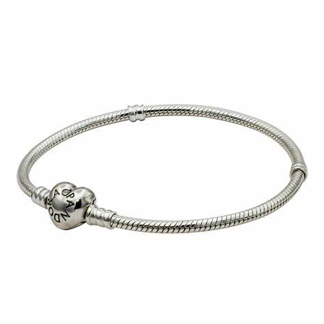 PANDORAPandora Moments 590719 - 20 Heart Clasp Snake Chain Bracelet - 20cm Sterling SilverBIJOUXEcecile