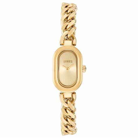 TOUSTOUS Oval Time Women's Gold - Tone Analog Watch - 18x28.5mm Case, Chain BraceletWATCHESEcecile