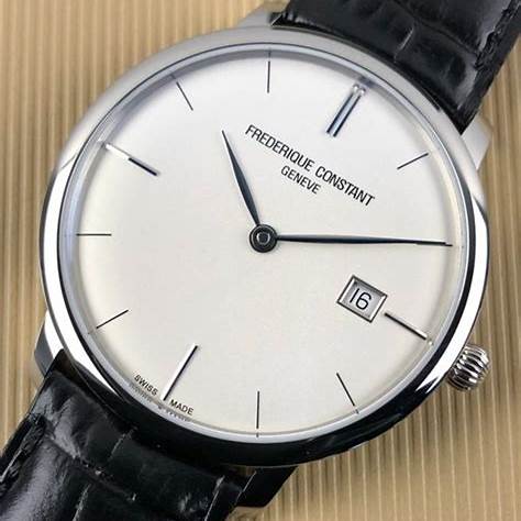 Frederique Constant Slimline Automatic FC-306S4S6 – Silver Dial, Stainless Steel Case, Black Leather Strap