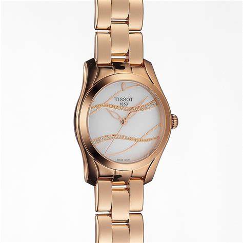 : Orologio Tissot T-Wave da donna - Quadrante madreperla, bracciale in acciaio inossidabile PVD oro rosa