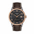 Tissot Luxury Automatic Men's Watch - Anthracite Dial, Rose Gold PVD Bezel, Brown Leather Strap