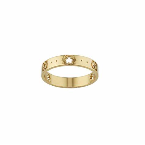 Gucci YBC607339001 18k Yellow Gold Star Motif Icon Ring