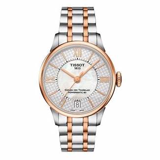 Tissot Chemin des Tourelles Powermatic 80 Helvetic Pride Lady Watch - Mother-of-Pearl Dial, Two-Tone Stainless Steel Bracelet