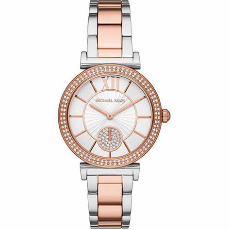 Michael Kors Abbey MK4616 Orologio bicolore da donna in acciaio inossidabile - Quadrante bianco