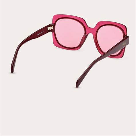 Emilio Pucci EP0199 5569S Occhiali da sole quadrati da donna - Montatura bordeaux, lenti bordeaux