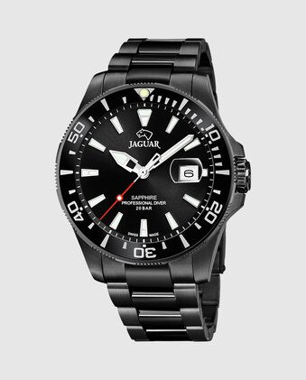 Orologio subacqueo Jaguar Executive J989/1 Uomo - Cassa in acciaio inossidabile PVD nero, quadrante nero, bracciale in acciaio inossidabile nero