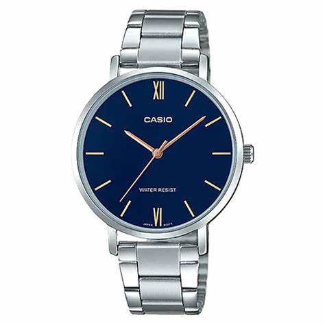 Casio LTP-VT01D-2BUDF Damen Edelstahlarmbanduhr – Blaues Zifferblatt