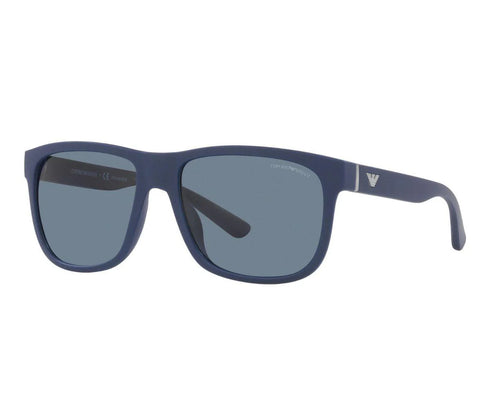 Emporio Armani EA4182U 5088/2V Gafas de sol unisex - montura azul mate, lentes azul oscuro polarizadas, 57mm