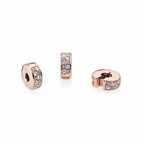 Pandora 781817CZ Charm a clip con pavé trasparente - Placcato oro rosa 14k con zirconia cubica