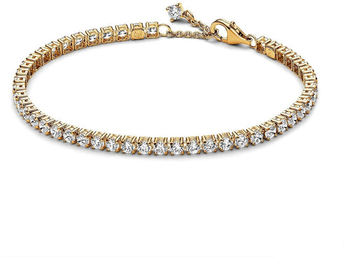 Pandora 561469C01-18 Bracciale tennis scintillante - Placcato oro 14k con zirconi, 18 cm