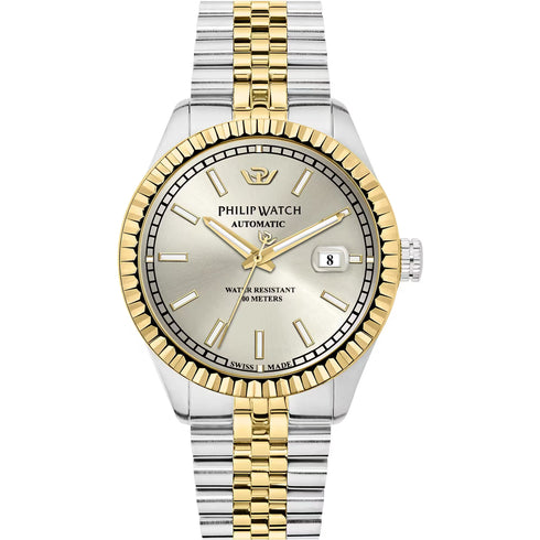 Philip Watch R8223597025 Orologio Caribe da uomo - 41 mm, quadrante argento, acciaio bicolore