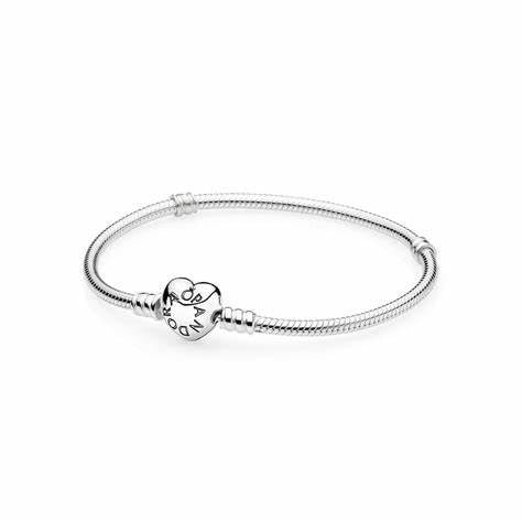 PANDORAPandora Moments 590719 - 20 Heart Clasp Snake Chain Bracelet - 20cm Sterling SilverBIJOUXEcecile
