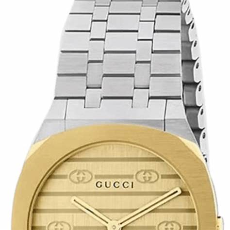 : Gucci 25H YA163502 Women's Watch – Gold Dial, Stainless Steel Bracelet