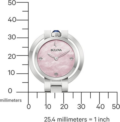 Bulova 96L338 Women's Watch – Silver Steel, Pink MOP Dial, Sapphire Crystal