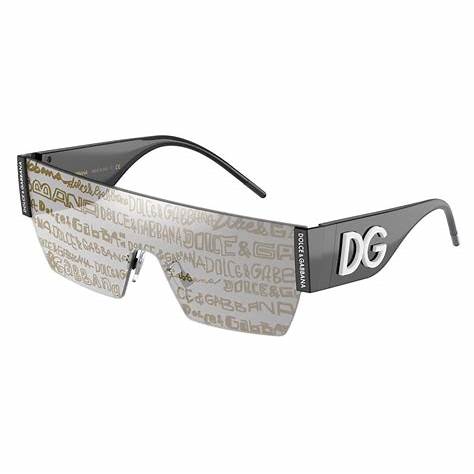 Dolce & Gabbana DG2233 3277K1 43 Occhiali da sole a scudo unisex - Montatura nera, lenti a specchio argento