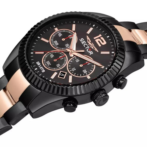 Sector 240 R3273640026 Men's Chronograph – 41mm Black & Rose Gold, Quartz