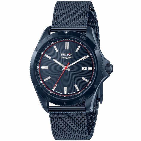 Sector 650 R3253231004 Orologio al quarzo da uomo - Quadrante blu 43 mm, bracciale a maglie in acciaio inossidabile blu