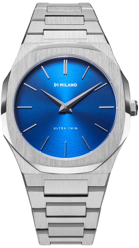 D1 Milano Ultra Thin GEO UTBJ09 - Acciaio inossidabile 40 mm, quadrante blu