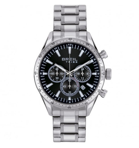 Breil Jato EW0656 Men's Chronograph Watch - 42mm Black Sunray Dial, Stainless Steel Bracelet