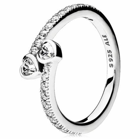 Anello Pandora 191023CZ Due cuori scintillanti - Argento con zirconia cubica, misura 56