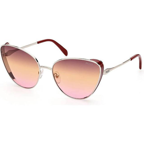 Occhiali da sole Emilio Pucci EP0186 16T - Montatura argento palladio lucido, lenti rosa sfumate